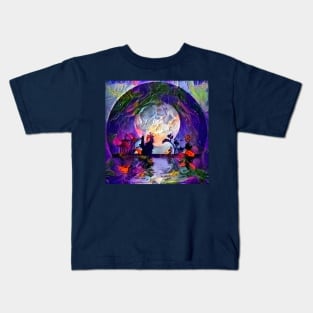 Asian silhouettes on waterfront Kids T-Shirt